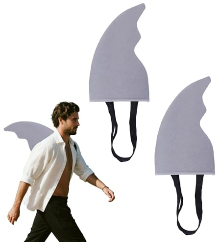 BOXOB 2 Stück Haifischflossen-Kostüm, Leicht zu Tragen Haifischflossen-Zubehör Grau Kostüm-Requisiten für Kinder und Erwachsene Cosplay Halloween Party Spaß Strandspiele
