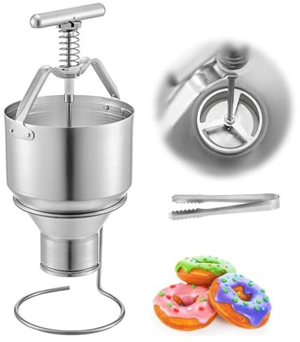 JMOUZHG Distributeur de pâte, Porte-Beignet, déposeur de Beignets Manuel, Compte-Gouttes à Beignets en Aluminium, pâte à gaufres pour gâteau en Entonnoir,Distributeur de pâte à Beignets