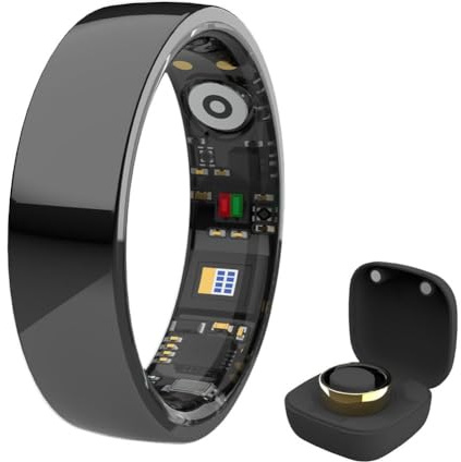 HGTRH NFC Smart Ring Health Tracker, Agua de Fitness de Cerámica Ring Múltiples Modos Deportivos Carga Magnética Monitoreo del Sueño para Hombres y Mujeres Black 12#