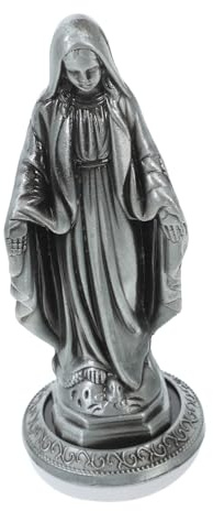 Yardwe Statua Di Maria in Lega Design Vintage e Significato Religioso Decorazioni Per Interni Auto Scrivania Per Ufficio e Casa