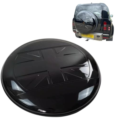 Union Jack Spare Wheel Cover, ABS Plastic Hard Cover, GB Flag Design, Compatible with Land Rover Defender L663 90 110 130 2020 to 2026, Universal Fit Rear Tyre Wheel Cover, Aftermarket