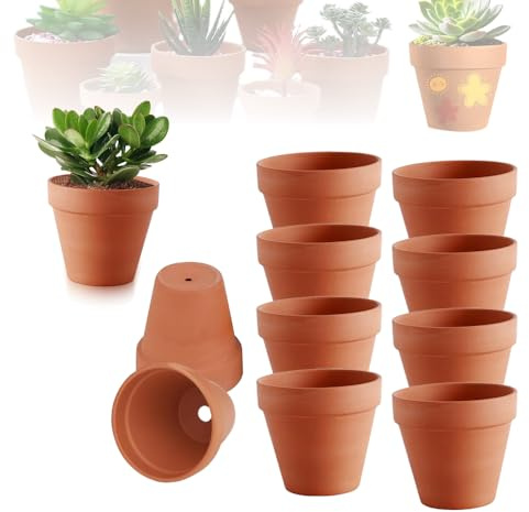 SKIKHN Vasi Terracotta per Succulente,12 Pezzi 7X6 cm Vasetti Per Piantine,Vasi in Terracotta con Foro di Drenaggio,Ideali per Fai-da-te,Riutilizzabili,Vasetti Terracotta Piccoli per Succulente,Cactus