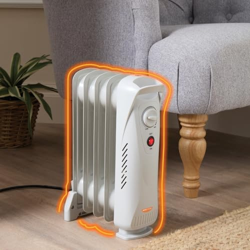 3 PAGEN Mini radiador eléctrico con regulador de temperatura, potencia de calentamiento de 500 W, radiador de aceite portátil para un calor uniforme, calefactor eléctrico compacto y potente, con