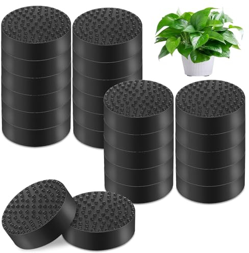 AMFUN 24-pack osynliga blomkrukor fötter, fötter för blomkrukor, svart halkfria gummifötter, för alla inomhus utomhus blomkrukor