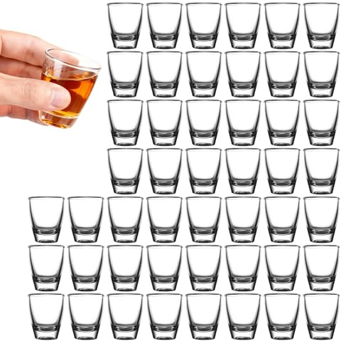 48 stycken snapsglas glas, 30 ml shotglas, äggformat vinglas, direkt drickkopp, med tjock botten, transparent shot-glas, festtillbehör litet snapsglas, för fest, klubb, bar