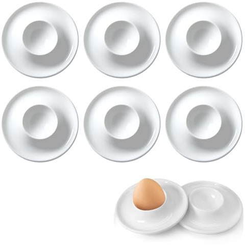 CATZUM Portauovo 6 Pezzi, Bruchsicuro e Materiale Alimentare, Porta Uova e Porta Uovo alla Coque, Egg Storage, Portauova per Colazione, Portatile e Creativo, per Casa, Cucina, Ristorante (Bianco)