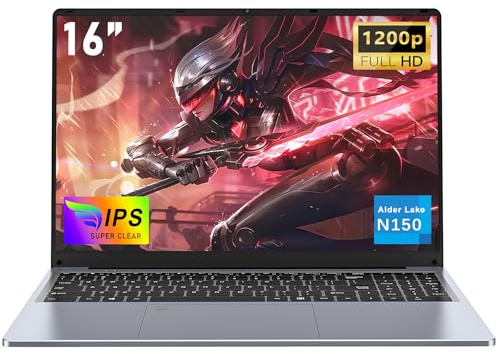 NAIKLULU 16 Inch Cheap Gaming Laptop RAM 16GB SSD 1TB Processor N150 (1.2 to 3.6GHz), Budget Gaming Laptop 2026 Computer, 1920x1200P/6000MAH/46.2Wh/Backlit Keyboard/Webcam