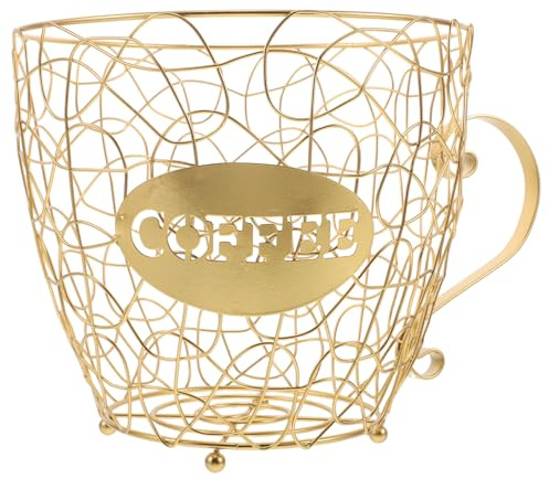 TOYANDONA Organizzatore Porta Capsule di Caffè Espresso in Ferro Dorato a Forma di Tazza, Cestello Compatto per Postazione Caffè, Porta Cialde da Cucina Ampia Capacità e Facile Pulizia