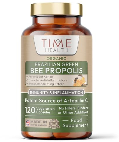 Organic Bee Propolis – High Strength 4:1 Extract – 1000mg – Powerful Antioxidant – Immunity & Inflammation Support – GMP – UK Made Supplement – Zero Additives (120 Count (Pack of 1))