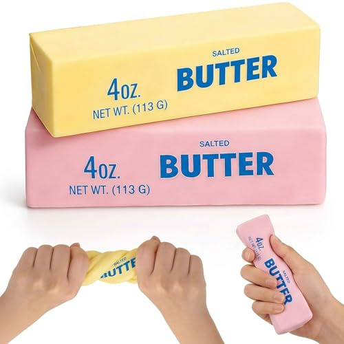 Butter Squishy 2er-Set, Gelbe Und Rosa Antistress Spielzeug, Sensorisches Fidget Toy Für Erwachsene, Geschenk Für Stressabbau