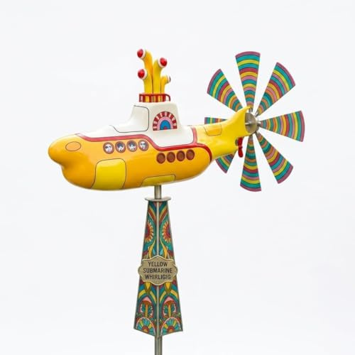 Yellow Submarine Windmill - Unique Submarine Windmill Outdoor Garden Decoration - Rotating Submarine Garden Windmill Art Sculpture with Rotating Blades