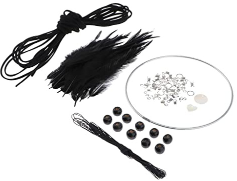 TAIZhiChen Kit Cattura Sogni Fai da Te Set Anelli Piume Clip Strumenti Decorativi Bohemien Unicità Creativa Adatto per Artisti Hippy Eventi Casa, Nero