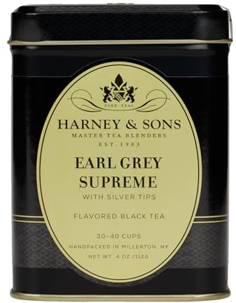 Harney & Sons Black Tea, Earl Grey Supreme with Silver Tips, 4 oz