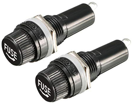 uxcell 2pcs AC 10A 250V 6mm x 30mm Black Panel Mounted Screw Cap Fuse Holder