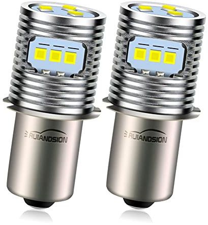 Ruiandsion Upgrade LED Flashlight Bulb 6V - 24V Non-Polarity P13.5S Base Bulbs High Power CSP 9SMD Chipset Replacement for Headlamp Flashlight Torch LED Conversion Kit Bulb,Non-Polarity (Pack of 2)