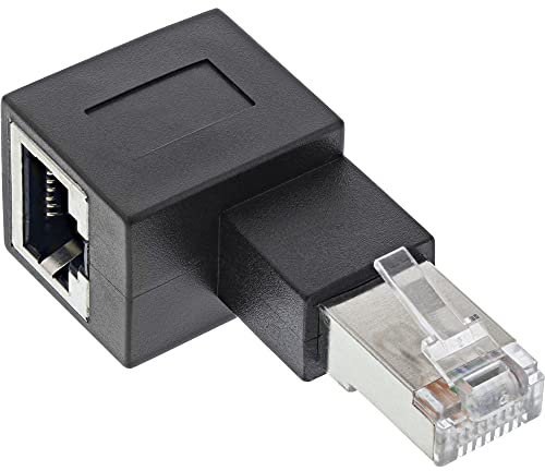 InLine® - Adattatore RJ45 cat. 6A, connettore RJ45 maschio/femmina, 90° verso sinistra