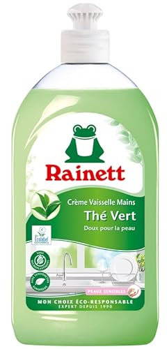RAINETT Spülmittel für Hände – hypoallergene Formel – bewahrt empfindliche Haut – recycelte & recycelbare Flasche – Ökolabel – grüner Tee – 500 ml