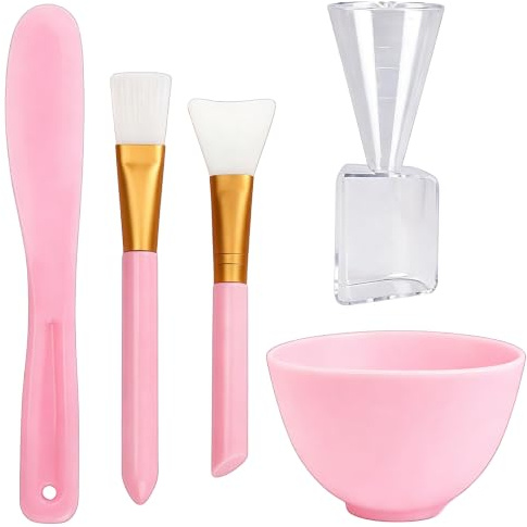 Set 5 in 1, set di ciotole per la miscelazione di maschere per il viso, con maschera facciale e spatola, pennello per maschera facciale e pennelli morbidi premium