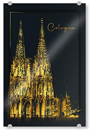 artboxONE Acrylglasbild 30x20 cm Städte Köln in Gold Dom Bild hinter Acrylglas - Bild Architektur Buildings