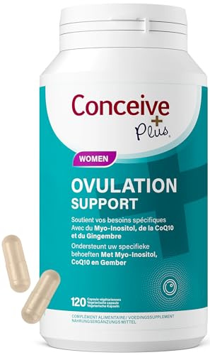 Conceive Plus Ovulationssupport - PCOS-Nahrungsergänzungsmittel für die Fruchtbarkeit, Myo-Inositol, Folsäure, Ingwer und CoQ10 - Hormonelles Gleichgewicht für Frauen - 120 Kapseln