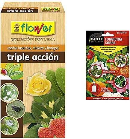 Flower 30587 30587-Triple Acción Ecológico Concentrado, No Aplica, 9.6X5.7X19 Cm + Semillas Batlle Fitosanitarios Fungicida Cobre sobre para 5L Batlle