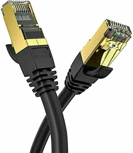 Black CAT8 RJ45 Network Ethernet Cable Gold Plated 40Gbps SSTP Ultra High Speed Modem Connector LAN round internet cable Lead Patch cable for use in Home Office and Gaming cables (10M)