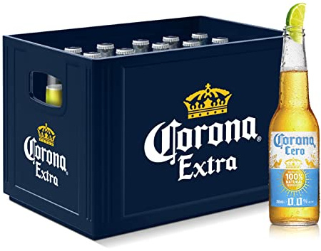 Corona Cero 0,0% Alkoholfrei Premium Lager Flaschenbier, MEHRWEG im Kasten, Internationales alkoholfreies Lager Bier mit 100% natürlichen Zutaten, 24er Kiste (24 x 0.355 l)