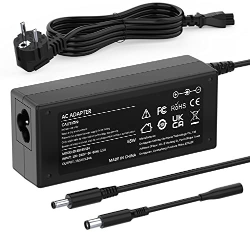 65W Chargeur Ordinateur Portable pour Dell Inspiron 11 13 14 15 17 3000 5000 7000 3593 3793 3505 3511 5559 5570 Latitude 3510 3410 3520 3420 Vostro 5590 HA65NS5-00 Alimentation 19,5V 3,34A Adaptateur