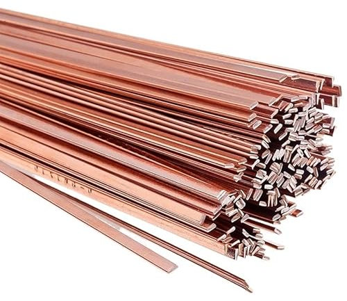 TOFIMA 50cm Length Brass Welding Rod Flat/Round Phosphorus Copper Electrode Welding Wire Soldering Rod Bronze Refrigerator Weld No Need Solder Powder (Size : 1.3x3.2mm Flat, Color : 5pcs)