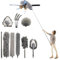 GAESHOW 9 PCS Feather Duster for Cleaning, Microfiber Duster Cleaning Kit with Telescoping Extension, Reusable Long Feather Duster for Cleaning Ceiling Fan,High Ceiling,Furniture