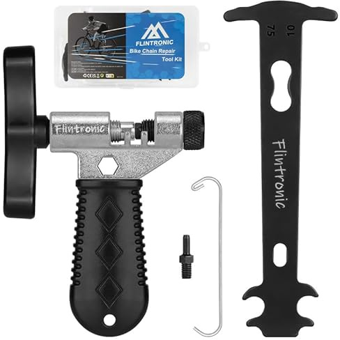 Flintronic Bike Chain Splitter, 2-in-1 Bike Chain Tools Set, Bike Chain Splitter+Chain Wear Indicator, Universal Bike Chain Breaker Splitter Link Repair Removal Tool, Quick Link Open Close Tool