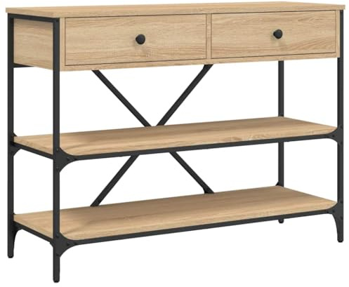 vidaXL Table Console avec tiroirs et étagères chêne Sonoma