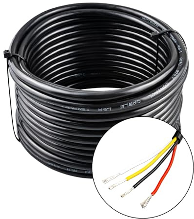 URCIANOW 20AWG 4 Core 0.5mm Electrical Cable 10M Low Voltage UL2464 | 4x0.5mm² Tinned Copper Wire, Stranded Conductors, PVC Jacket, for LED Strips, Cabinet Lighting & DIY Electrical Projects