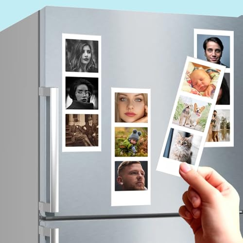 Dekopix Personalisierter Fotomagnet. Kühlschrankmagnet selbst gestalten. Dünne, Flexible Magnete. Look Einer Fotoautomaten (4, Fotomagnete mit Text)