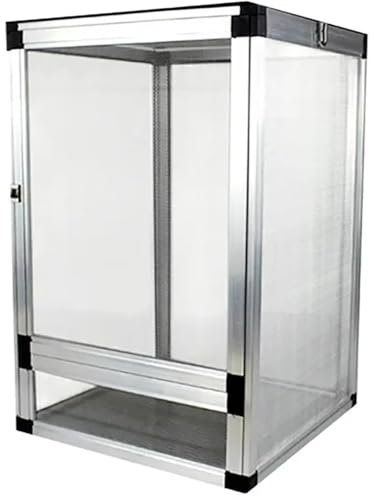 MegLob Reptilienwachstumspanzer, 360 ° Vollständig Transparente Sehbefehlungslebensraum, Aluminiumlegierung + Metallnetz, Reptilienlebensraum Für Chamäleon, Gecko, Eidechse, Schlange,S