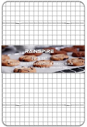 Rainspire Cooling Rack Stainless Steel, Heavy Duty Cooling Racks for Cooking and Baking, Oven Safe Wire Rack for Cooking, Baking Rack for Oven Cooking Fits Jelly Roll Pan, 10 x 15, 1-Pack | Upgrade Height for Quick Cooling Dishwasher Safe Heavy Duty Wire Rack for Baking Sheet Oven Cooking for Bacon Chicken Roast