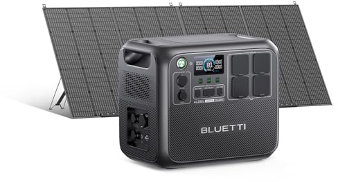 BLUETTI AC200L Generador Solar con 350W Panel Solar (Enviar por Separado), LiFePO4 2048Wh, Ampliable a 8192Wh, 4 Salidas de CA 2400W (3600W Power Lifting), Salida RV de 30A, para Camping, Hogar