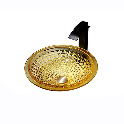 Rundes Badezimmer-Waschbecken aus Glas, modernes, minimalistisches Badezimmer-Waschbecken, Waschtisch, Aufsatzwaschbecken, Retro und großzügig