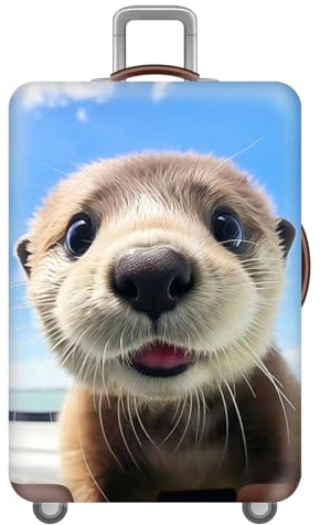 FANSU Elastisch Kofferhülle Kofferschutzhülle, 3D Wasser Otter Druck Kofferüberzug Schutzhülle mit Reißverschluss, Elasthan, Waschbar Luggage Cover- 18 bis 32 Zoll