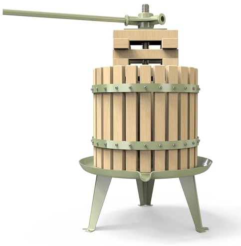 Presse à fruits 12L en bois massif | Presse à jus manuelle pour pomme & presse à vin