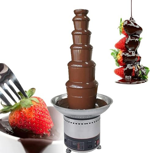 FLTRGO Macchina per Fontana di Cioccolato Elettrica Commerciale a 6 Livelli da 6 kg, Scioglitore di Cioccolato Automatico 30-150 ℃, Riscaldatore di Salsa/Fonduta di Cioccolato a Cascata