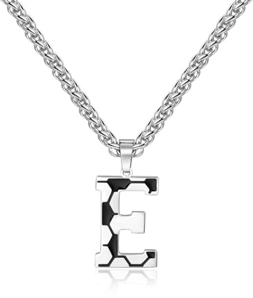 Lantine Fußball Buchstaben Halskette A-Z Fußball Anhänger Edelstahl Buchstabenkette 55cm Kette Fußball Geschenke