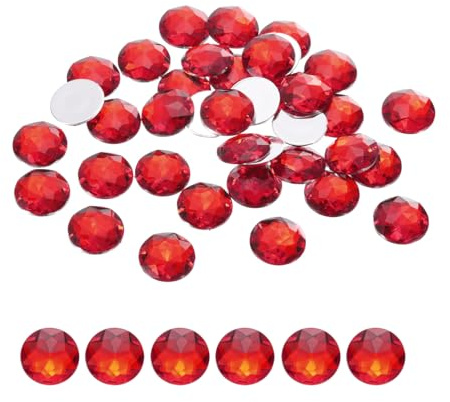 QUARKZMAN 50 Stück Runder Strasssteine Rot, 16x16mm, Glitzersteine zum Basteln und Rhinestones, für DIY Basteln, Perlen, Hochzeit Party, Kostüme, Schmuckherstellung