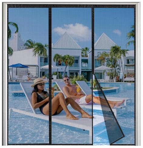 Magnetisches Moskitonetz-Fenster 270x210cm, Insektenschutz-Moskito-Vorhang, atmungsaktive Frischluft für Türfenster-Vorhang Schwarz