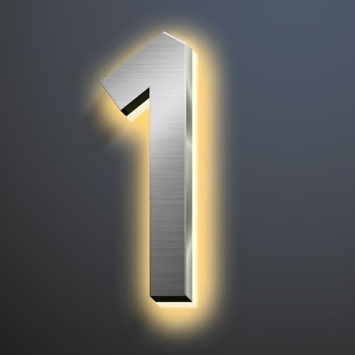 Números de Casa LED 14 Pulgadas Acero Inoxidable Número de Dirección de Casa Iluminado Por LED Retroiluminado Para Exterior Números de Casa Iluminados Números de Dirección Modernos Con Luces LED