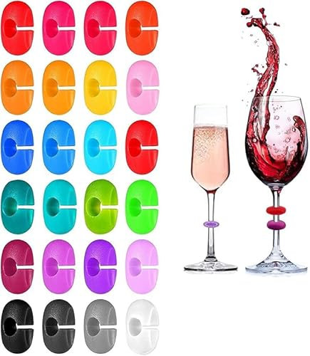 Lot de 24 Marqueur De Vitrail, Gobelet Marqueur De Verre, Marqueur De Verre Gobelet, Flûte à Champagne, Verre à Cocktail, Verre à Martini pour Décoration de Fête, Utilisation à la Maison e Bar