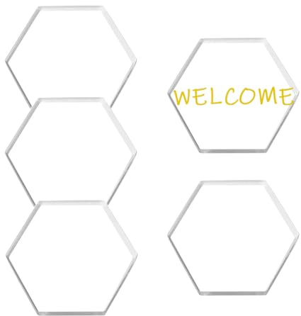 5PCS Clear Hexagon Acrylic Place Cards Blank Name Cards Table Custom Name Settings Card Guest Names Cards Wedding Party Event Decor Food Signs Special Event(8cm /3.1inch)