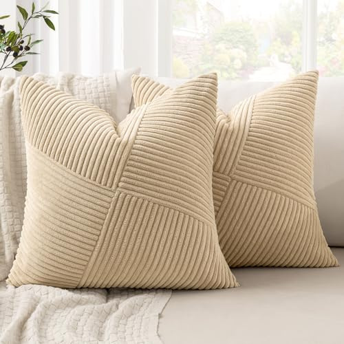 MIULEE Kordsamt Kissenbezug 40x40 Beige 2er Set Dekokissen