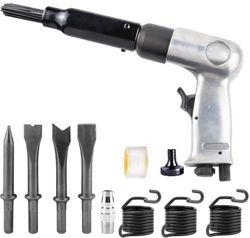 Nadelentroster,Druckluft Nadelentroster,Druckluft Entroster,11pcs Rostentferner Ersatzkopf 4500U/min mit 19 Nadeln Ø3*85mm und 4Meißel mit Schnellwechselhalterung Luft Meißel für Schneiden,Abisolieren