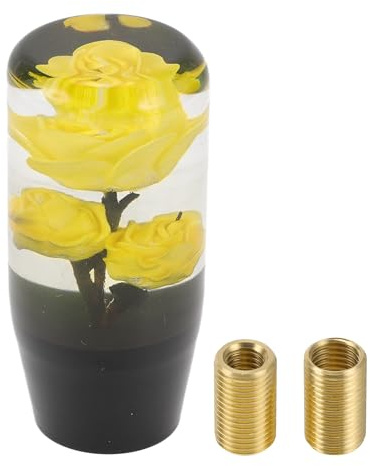 TUCKBOLD Pomo De Cambio De Coche 1 Pc Universal Acrílico | Color Amarillo, Tamaño 10x4.3cm, Rosca M8x1.25 & M10x1.25, 2 Adaptadores, Para Automáticos Y Manuales, Diámetro 10.8mm